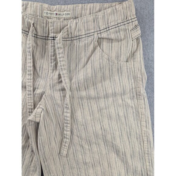 Tommy Hilfiger Pants Womens 8 Beige Stripe Gaucho Fit Capri Cropped Casual - Picture 3 of 13